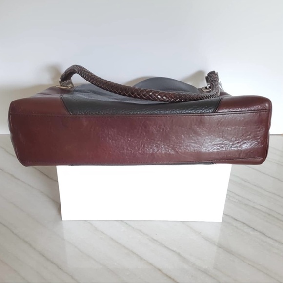 Brighton “Charlotte” Black/Brown Leather Two-tone Shoulder Bag Purse - Picture 5 of 11